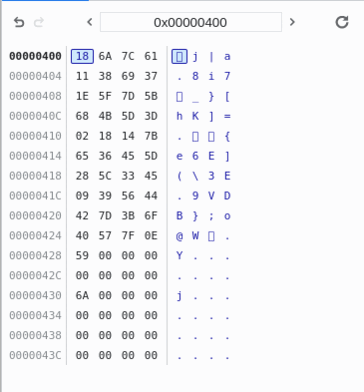 A gif showing the memory fields for the inputs 'p', 'pi', 'pic' and 'pico' respectively. The checksums for 'p' and 'pic' have the right characters, but are in the wrong order.